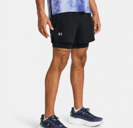 شورت اندر ارمور لانش 2 في 1 للرجال لون اسود-Under Armour Men's UA Launch 2-in-1 Shorts