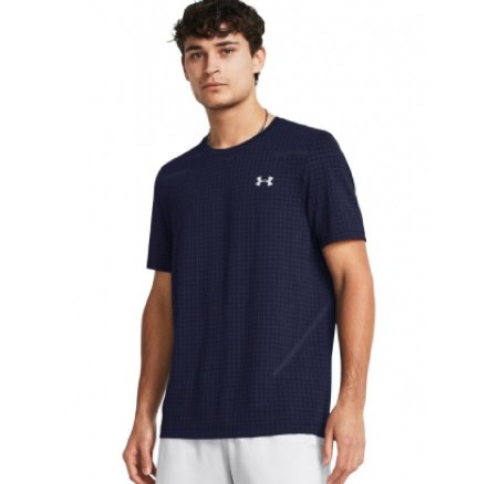 Under Armour Men's Seamless Grid Short Sleeve T-Shirt - تيشيرت أندر آرمر سيملس جريد بأكمام قصيرة للرجال لون كحلي