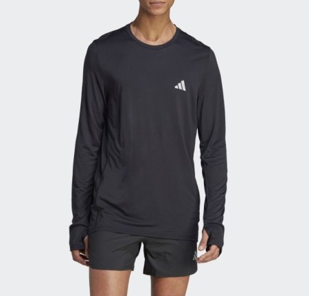 adidas Mens' Run It Longsleeve Tshirt- black تيشيرت أديداس بأكمام طويلة للرجال لون أسود